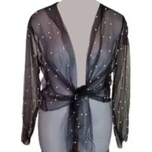 NWOT - Mesh Pearl Embellished Shrug